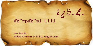 Árpási Lili névjegykártya
