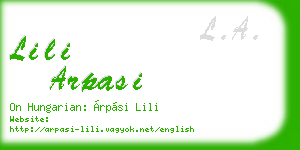 lili arpasi business card
