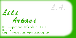 lili arpasi business card